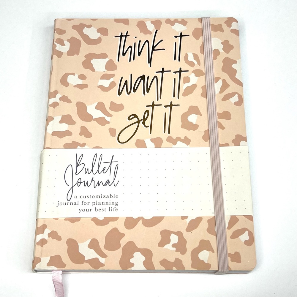 Bullet Journal Hardcover Dotted Notebook Customizable Bujo Animal Print Pink
